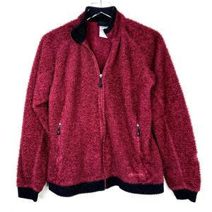 Patagonia Women's R3 Purist Jacket Fuzzy Fleece Full Zip Up Burgundy Red Black